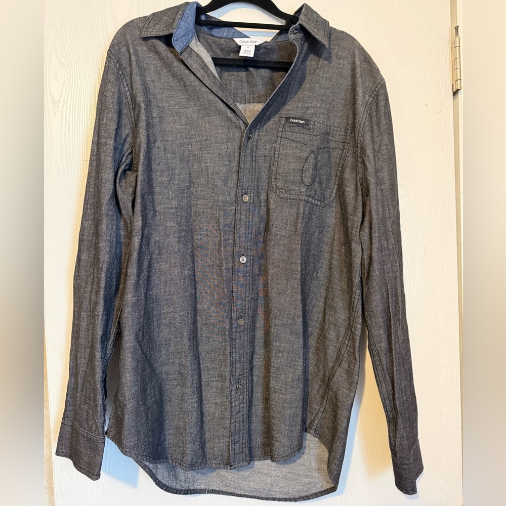 Calvin Klein Dark Gray Casual Button-Down Shirt
